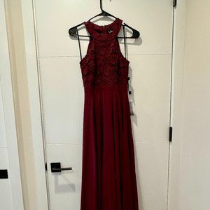Lulu's Love Poem Maxi Flare Dress, Burgundy, XS - NWT